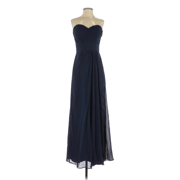 BILL LEVKOFF Navy Blue Strapless Maxi Dress - Picture 1 of 9